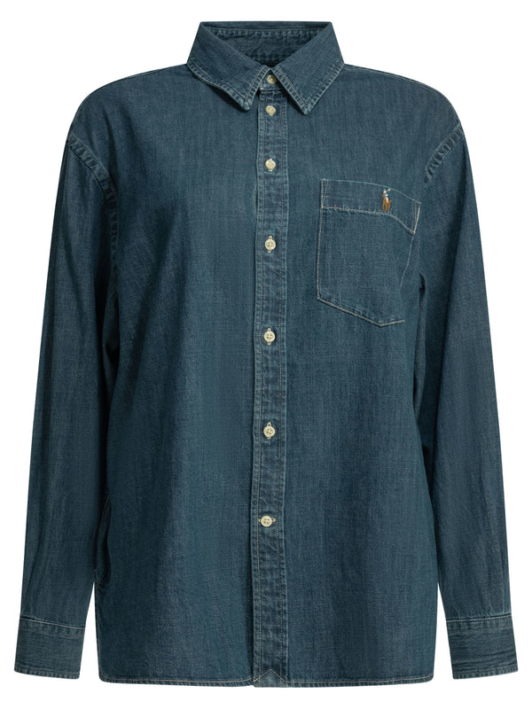Big-Fit Casual Shirt With Logo Shirts Blu