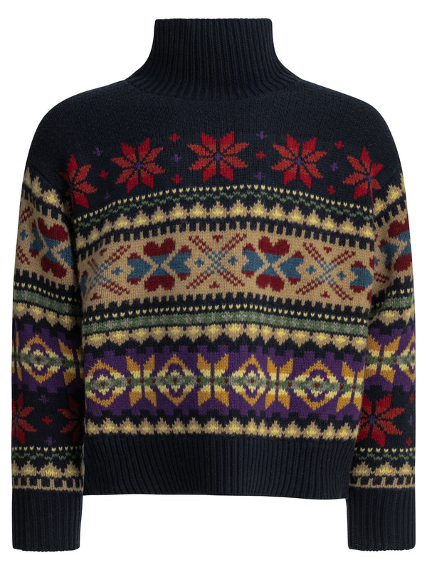 Wool And Cashmere Turtleneck Sweater Knitwear Blu