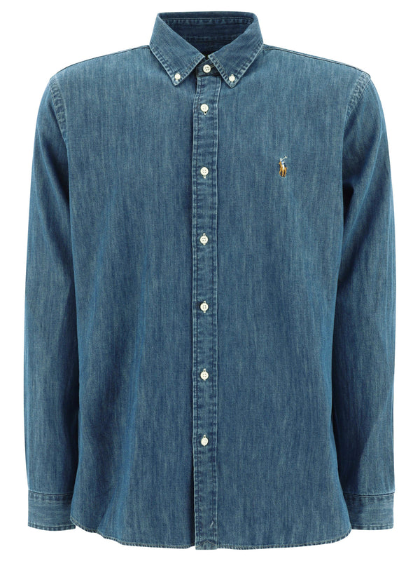 Custom-Fit Casual Shirt With Logo Shirts Blu