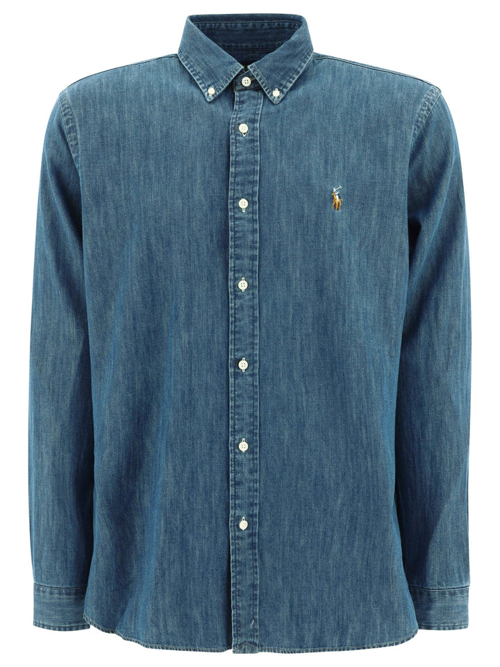 Polo Ralph Lauren Custom-Fit Casual Shirt With Logo Shirts - Blu | ec18bb17a1e875f298d7154d476aa37935558943
