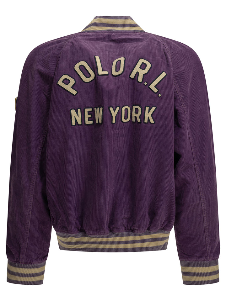 Polo Ralph Lauren Velvet Bomber Jacket With Logo Jackets and Coats - Viola | b08c265349123689e17831f66f7553f1dd354005