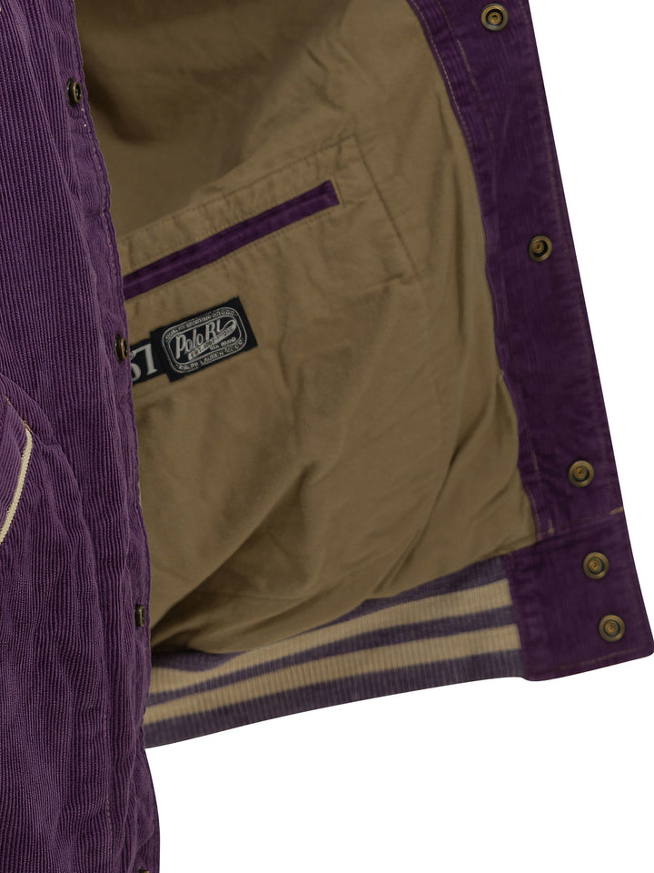 Polo Ralph Lauren Velvet Bomber Jacket With Logo Jackets and Coats - Viola | a9293a05b8724bc3ae346689bb999669c48f48d6
