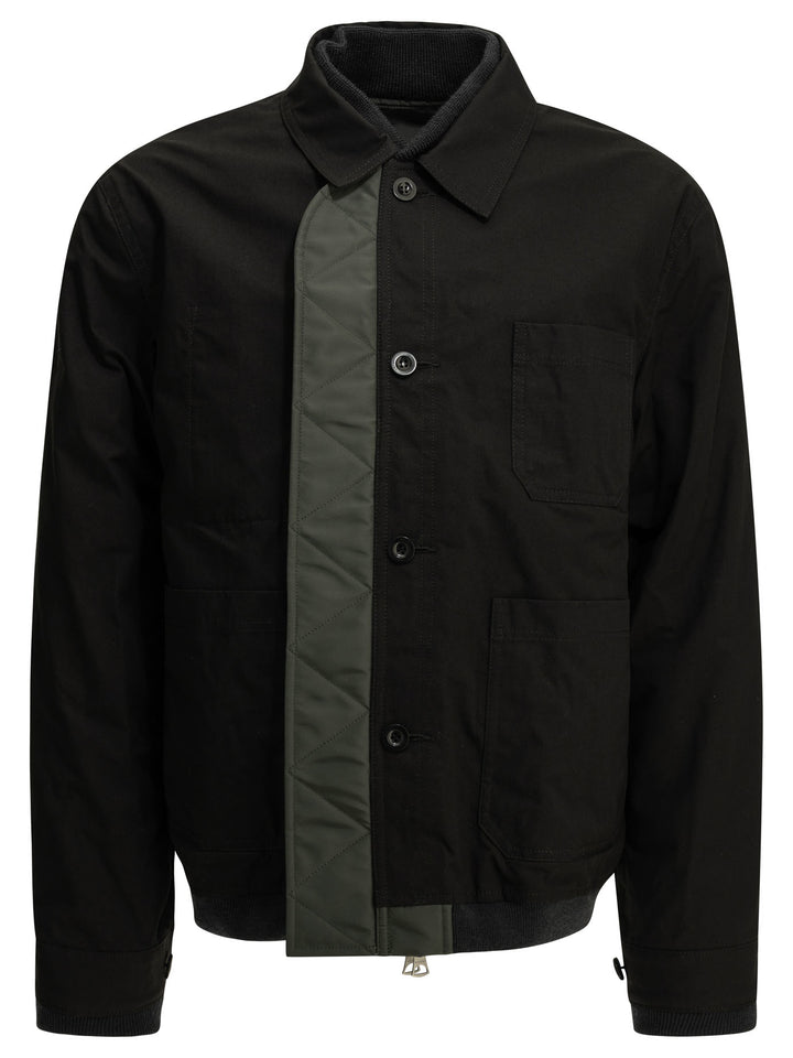 Sacai Nylon Twill X Ripstop Reversible Jackets and Coats - Nero | 779cbdf835f3e072e92dabd3c14cb10e3eb2f301