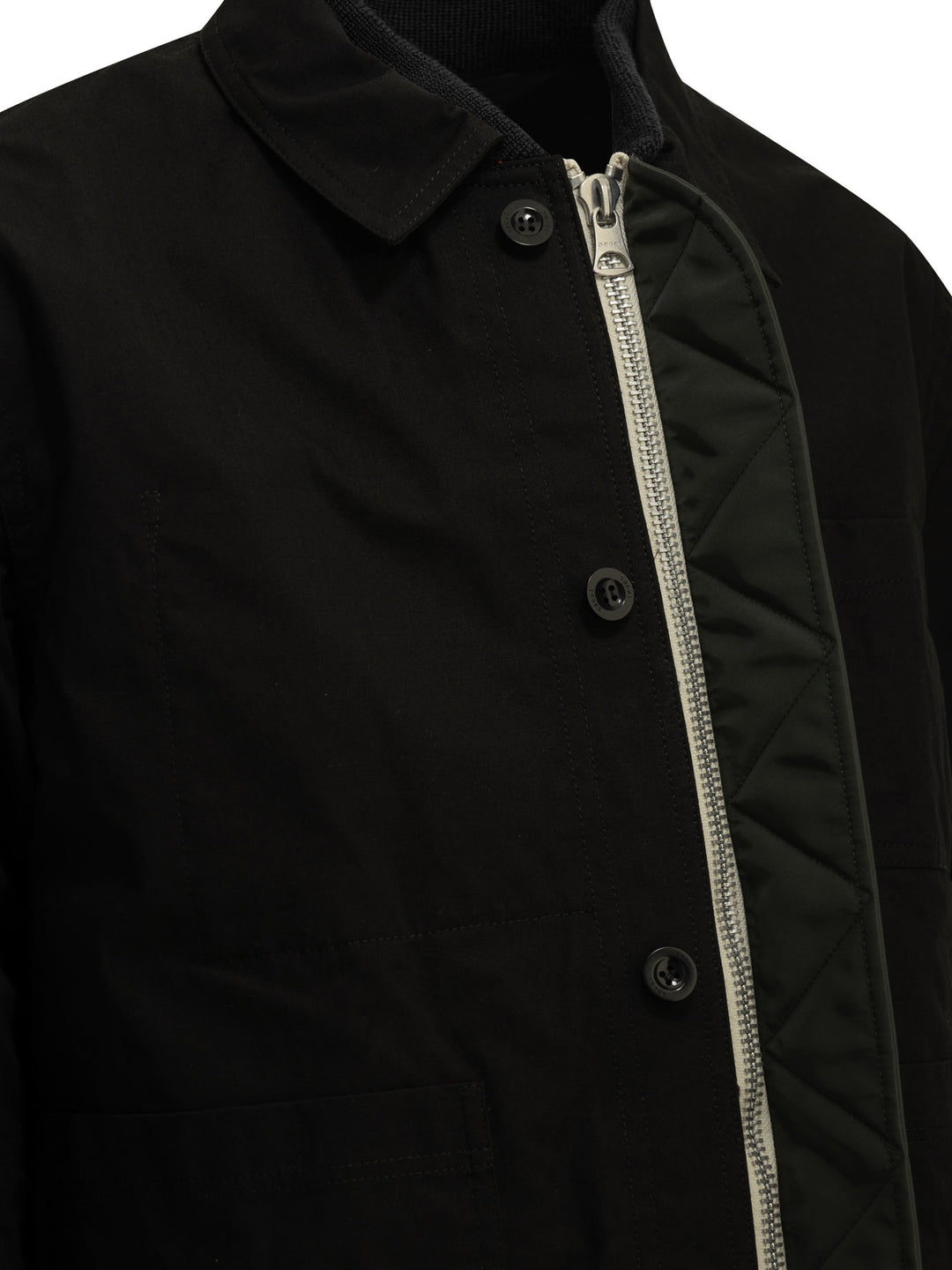 Sacai Nylon Twill X Ripstop Reversible Jackets and Coats - Nero | ee8edb5a81a56cbd4c87043c82b279647b1f23d1