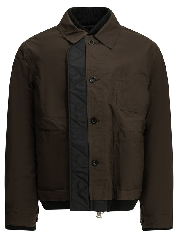Nylon Twill X Ripstop Reversible Jackets And Coats Marrone