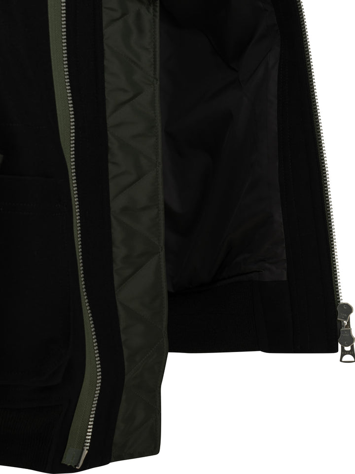 Sacai Wool Bomber Jacket Jackets and Coats - Nero | 73988b9fcb40ab1d473baf3f8e4e39a4f6f93596
