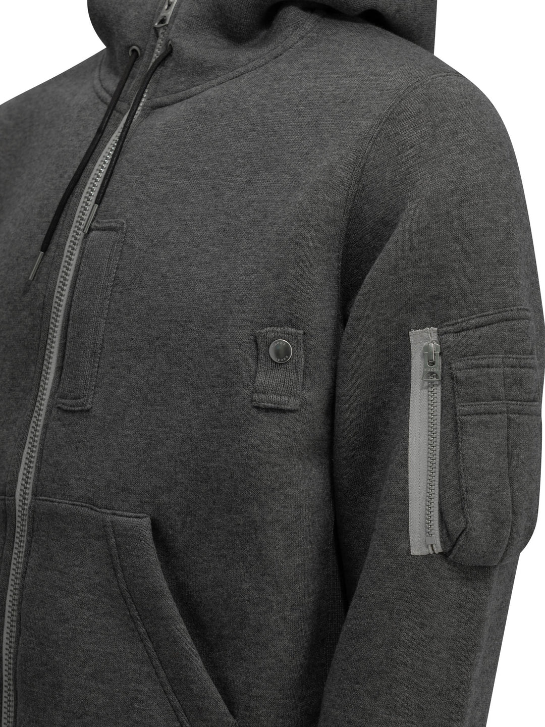 Sacai Zip-Up Hooded Sweatshirt Sweatshirts - Grey | 32dd795e68f518edda34a91d0767f826635e6fde