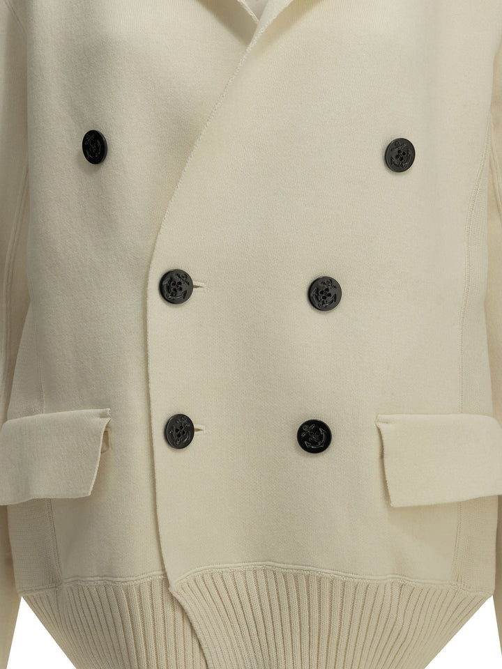 Sacai Double-Breasted Blazer Jackets and Coats - Bianco | ab8288e7d6efbd0945f4c87aefe95e3418f991c9