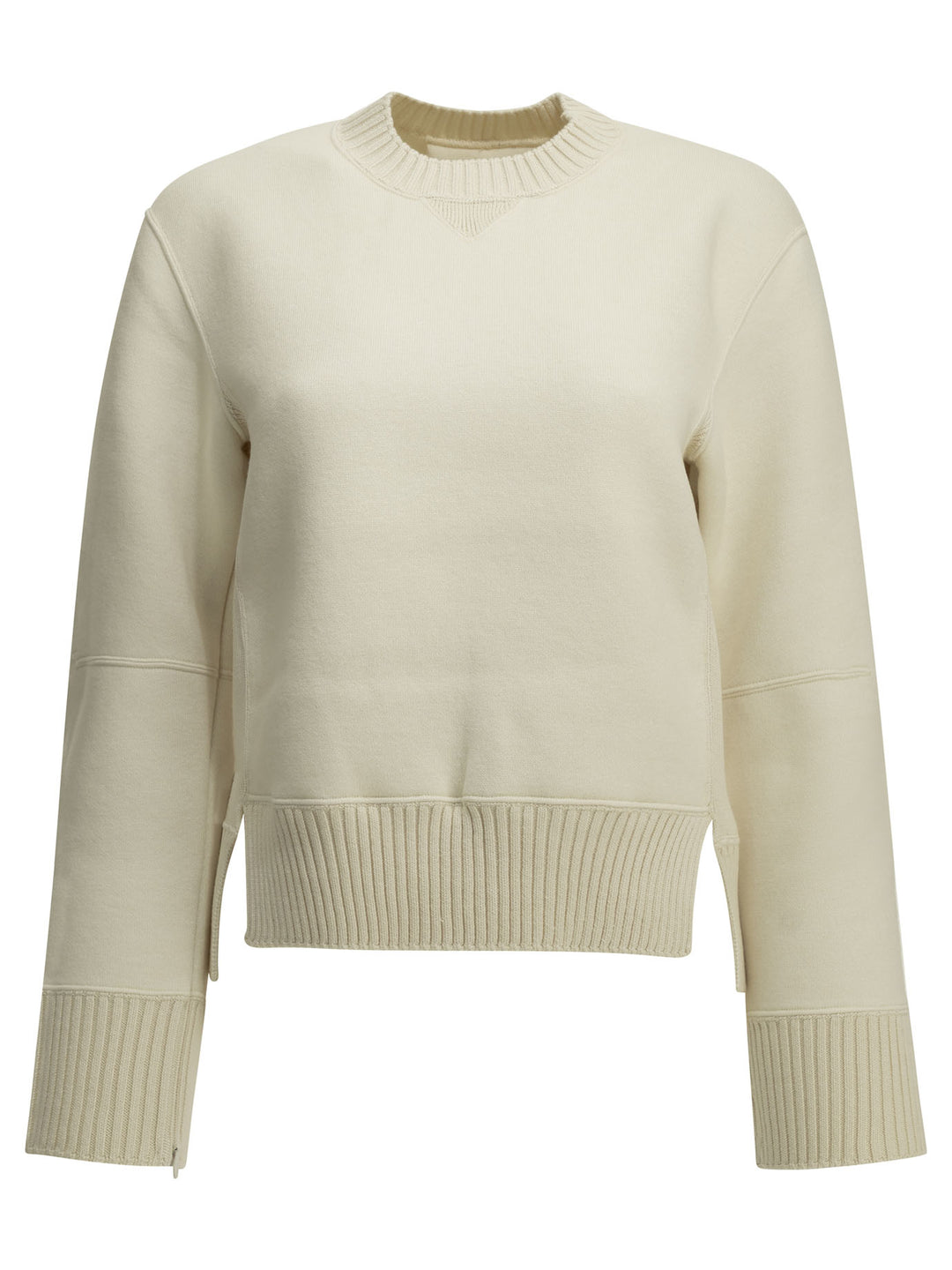 Sacai Crew-Neck Sweater Made Of A Cotton-Cashmere Blend Knitwear - Bianco | ad9cceaf3325d3c4c9df02048d74cad6dffdcdbd