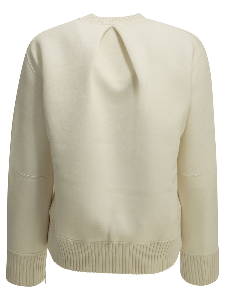 Sacai Crew-Neck Sweater Made Of A Cotton-Cashmere Blend Knitwear - Bianco | 86c599765262e9431c72878f5c8ab659ca957615