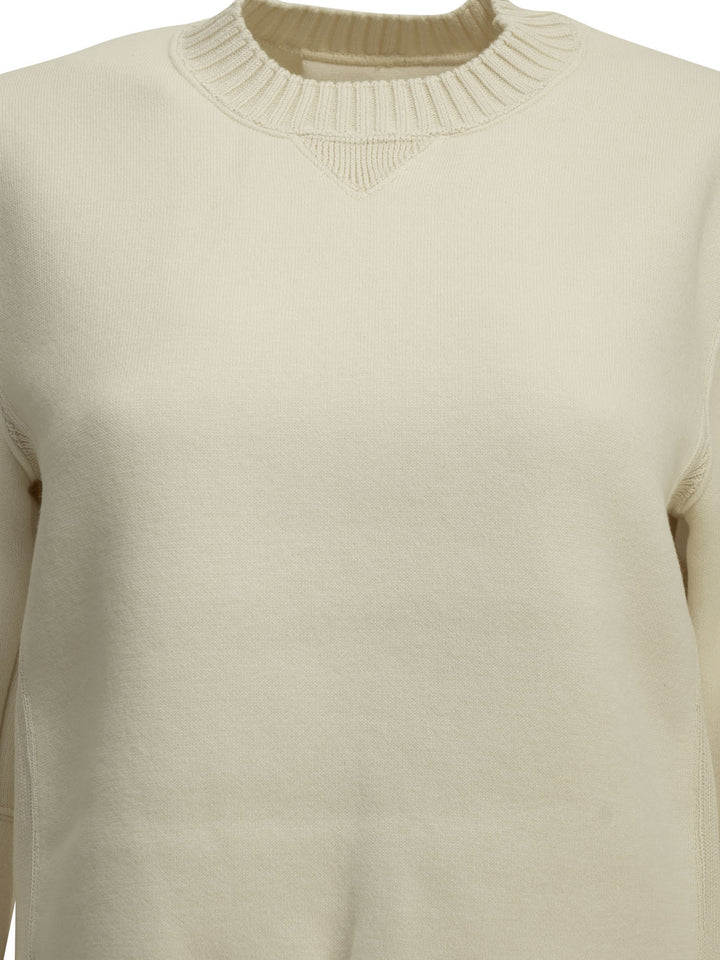Sacai Crew-Neck Sweater Made Of A Cotton-Cashmere Blend Knitwear - Bianco | 8e546f06f72aadc5a64b6f5a7d4fa9a7b8918580