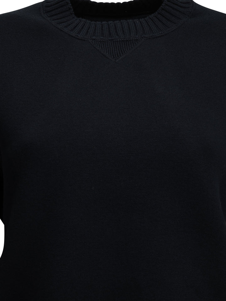 Sacai Crew-Neck Sweater Made Of A Cotton-Cashmere Blend Knitwear - Blu | 5dfa56fc8702c0566c8bc99a905a8582723bef15