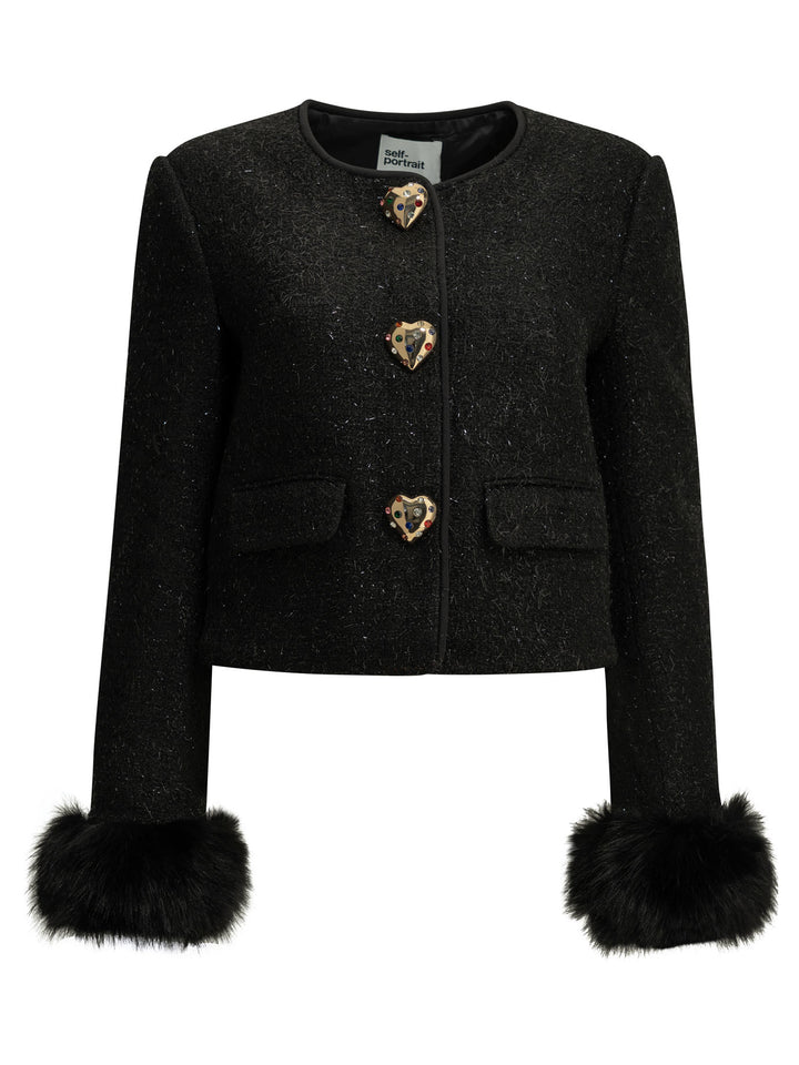 Self-Portrait Bouclé Blazer Jackets and Coats - Nero | 599762f17c45ceacb5fa919e411f4ce49e2eb42d