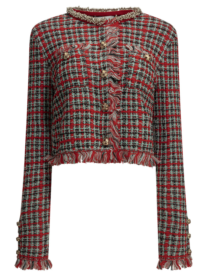 Self-Portrait Blazer Capispalla en Coton Mélangé Rouge