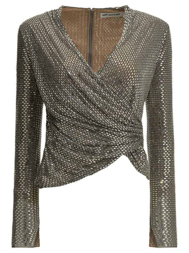 Self-Portrait Casual Peplum Top Top - Silver | b1561091d2ba62b6d0d8a053652fae95e4b78ed3