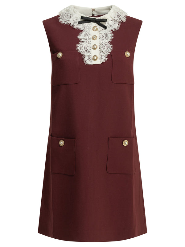 Short Dress With Lace Detail Abiti Bordeaux