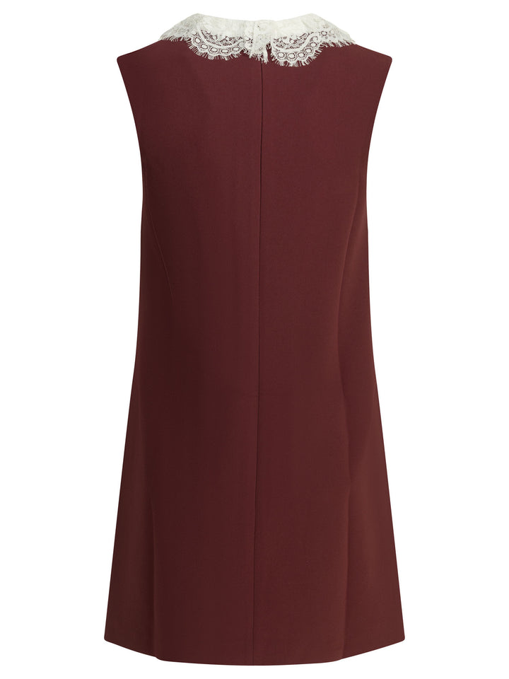 Self-Portrait Short Dress With Lace Detail Abiti - Bordeaux | 135e6871aed1148002007bebb275e9ddab6dabbd
