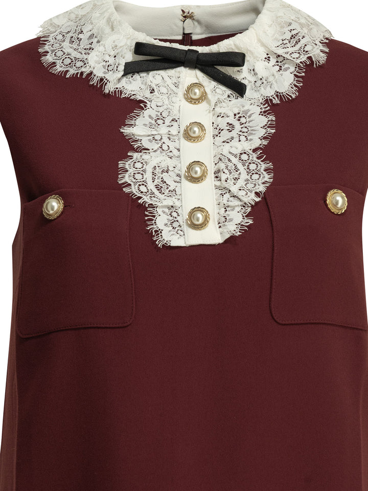 Self-Portrait Short Dress With Lace Detail Abiti - Bordeaux | e16d039ce60eec0b49d577b5a9a0bd27e540d7c2