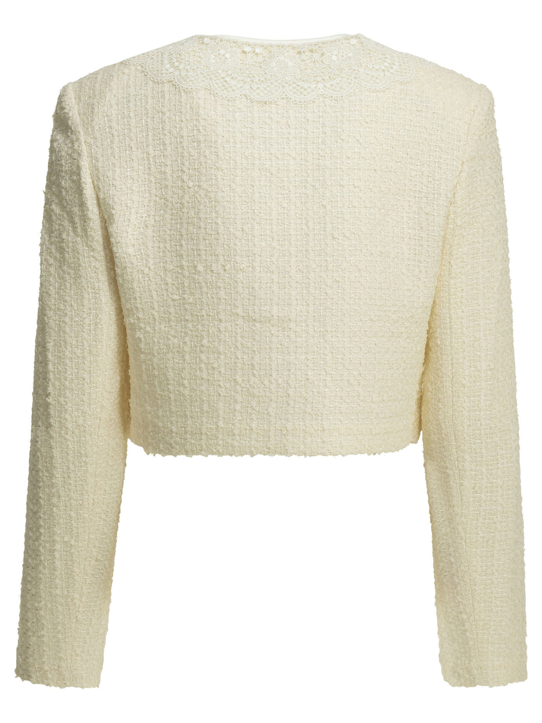 Self-Portrait Bouclé Blazer With Lace Details Jackets and Coats - Bianco | 590f0c0354da88f32574f059bba4f7b3b31618fd