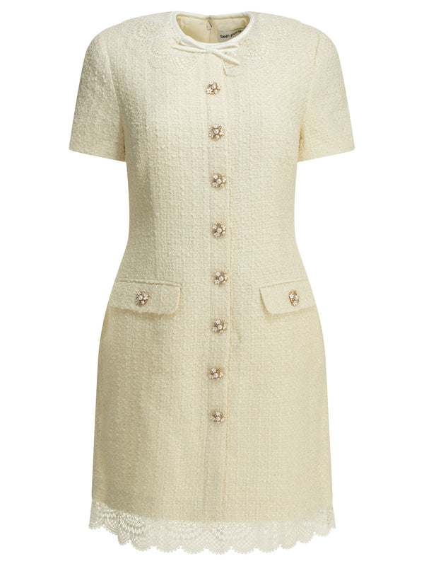 Short Dress With Lace Details Abiti Bianco