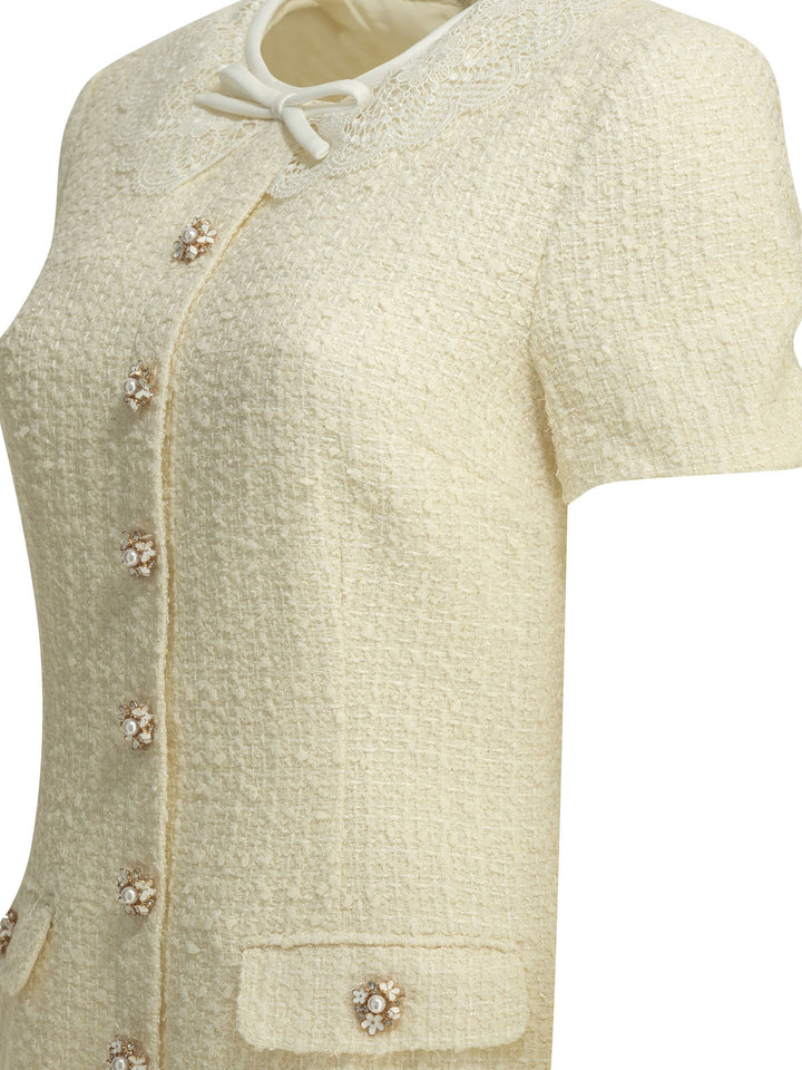 Self-Portrait Short Dress With Lace Details Abiti - Bianco | b5a30a8f603d666f4f0fcf85ebb957abc48f994b