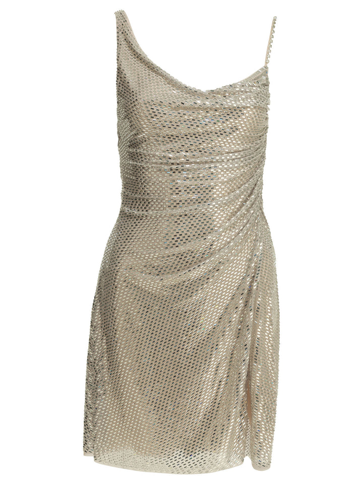 Self-Portrait Short Dress With Rhinestones Abiti - Silver | 29fc85a27baeda00b439fc6a68563d9e0d940c8f
