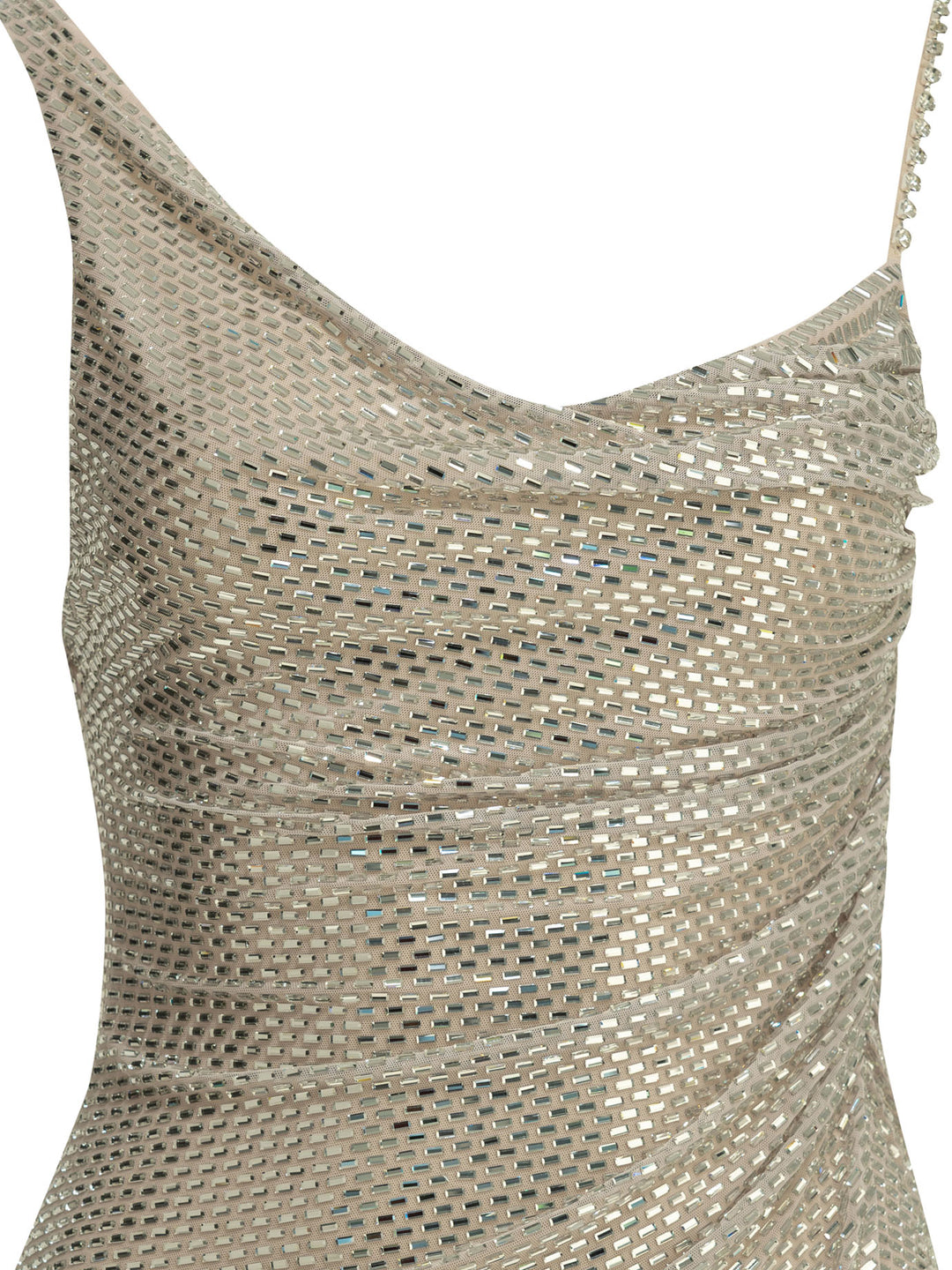 Self-Portrait Short Dress With Rhinestones Abiti - Silver | 34754100d0f80fb80e2dd7da4b8fd91140bf95e2