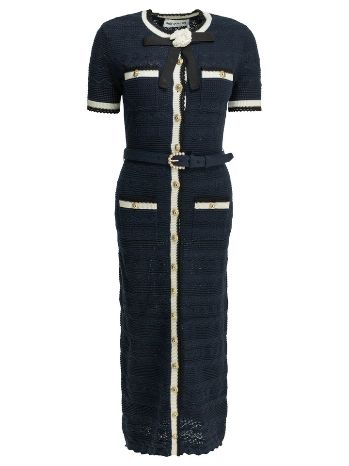 Self-Portrait Knit Midi Dress Abiti - Blu | fd338aef89bb1d6047a66074421e4e6f0071e4ea