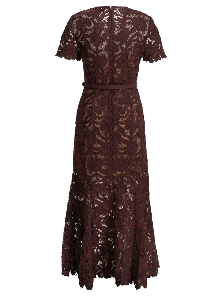 Self-Portrait Lace Midi Dress Abiti - Bordeaux | 7ae7f75b44e06a6db417f4bf2e077138b42b53cc