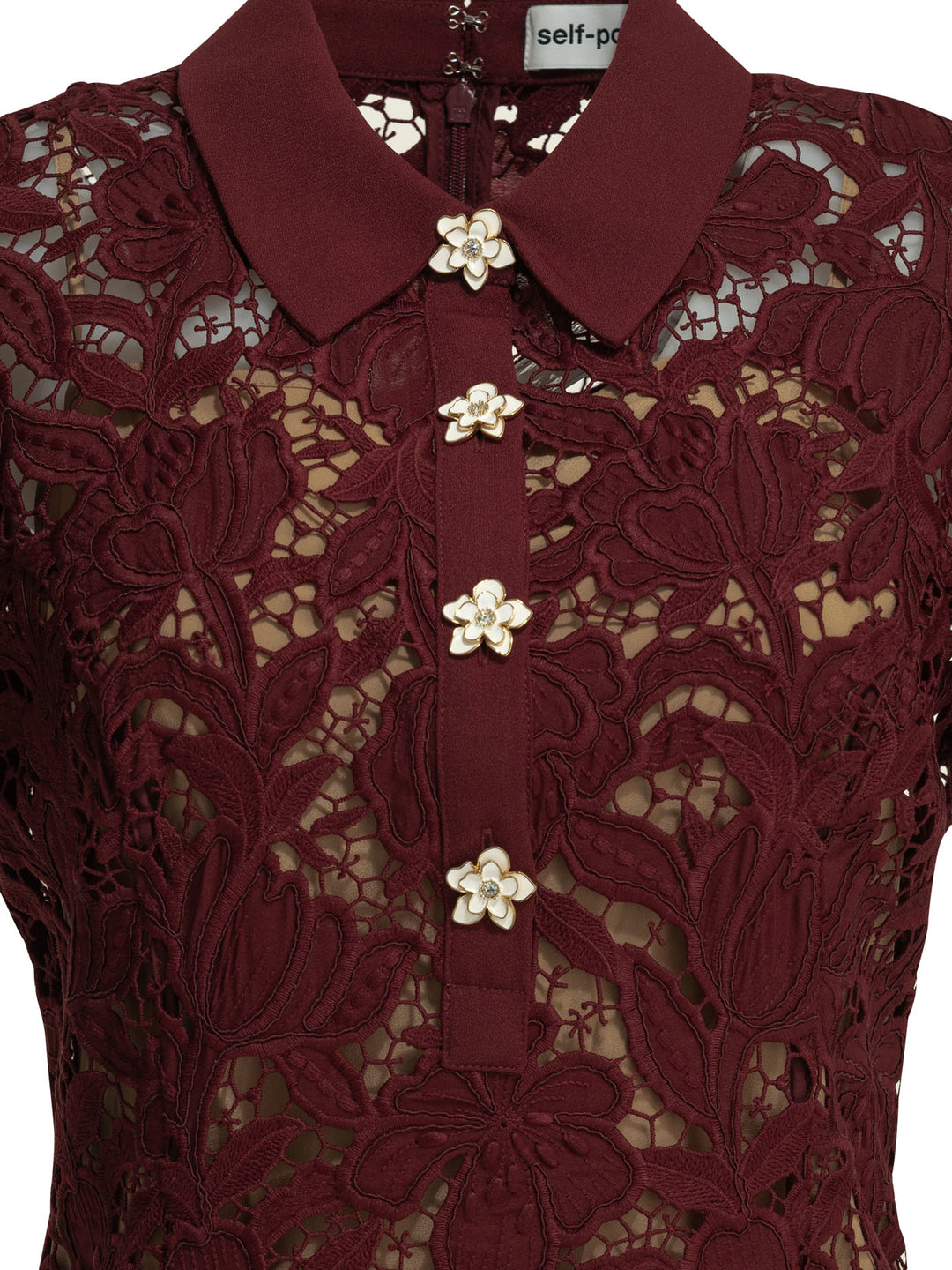Self-Portrait Short Lace Dress Abiti - Bordeaux | 3cb5f9746f11eb45bd909419856acd5bfcd53033