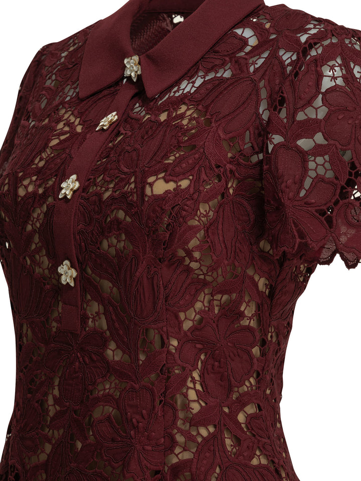 Self-Portrait Short Lace Dress Abiti - Bordeaux | da6570b63a5999cd91c63418e2733833f817fc6d