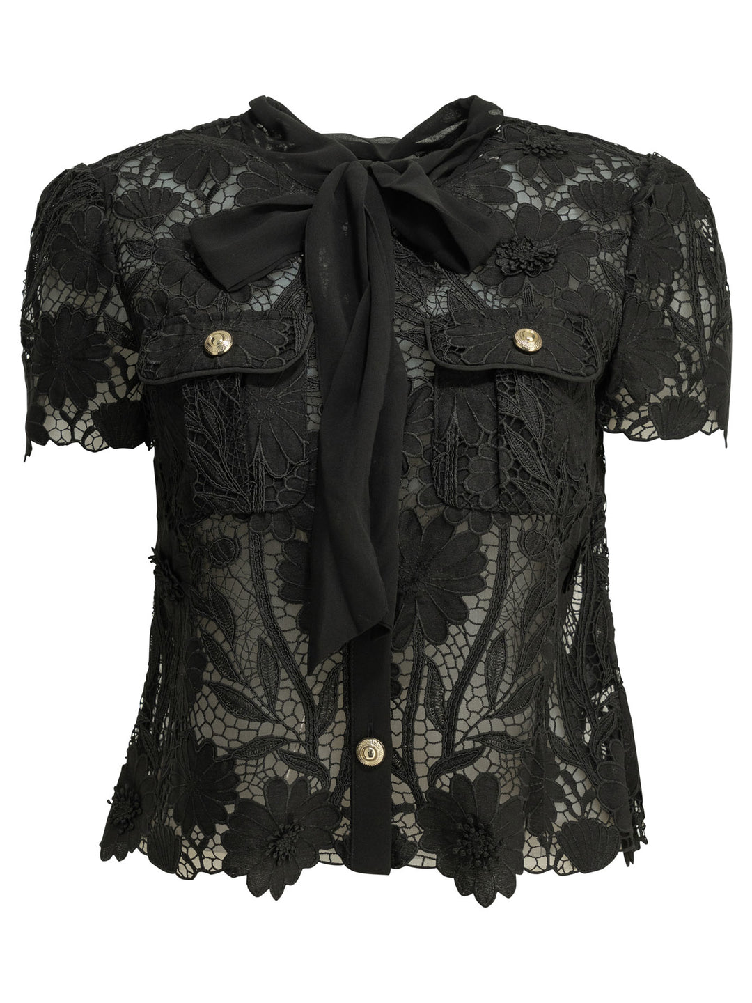 Self-Portrait Lace Blouse Shirts - Nero | cd173088d013c9c15fe659cb3c29005ae0a9de83