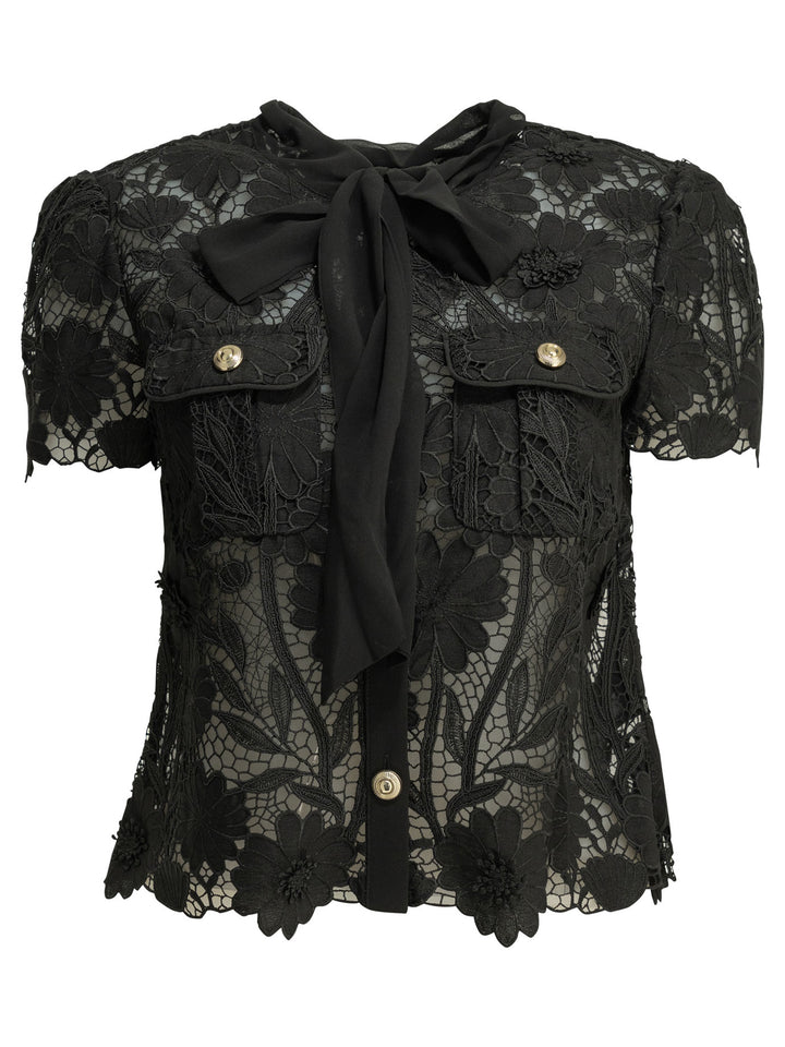 Self-Portrait Lace Blouse Shirts - Nero | cd173088d013c9c15fe659cb3c29005ae0a9de83
