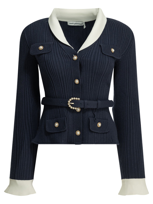Woven Knit Cardigan Knitwear Blu