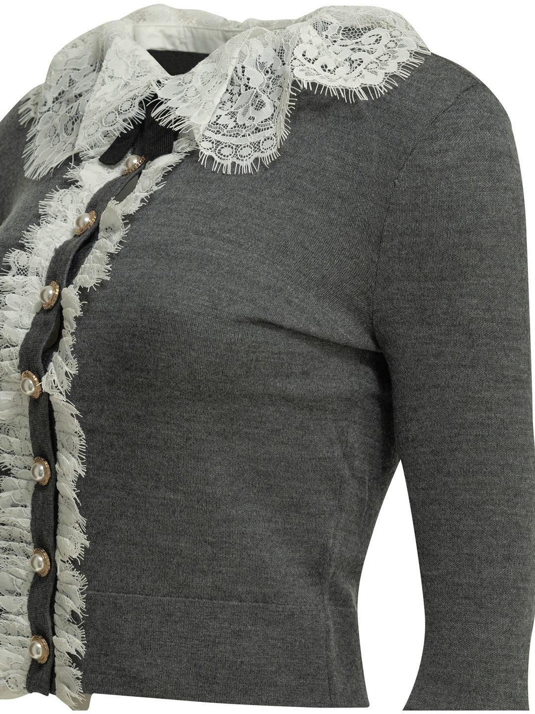 Self-Portrait Sweater With Lace Collar Knitwear - Grey | 4226f535d9430a9f934812cc480fdc12790f5568