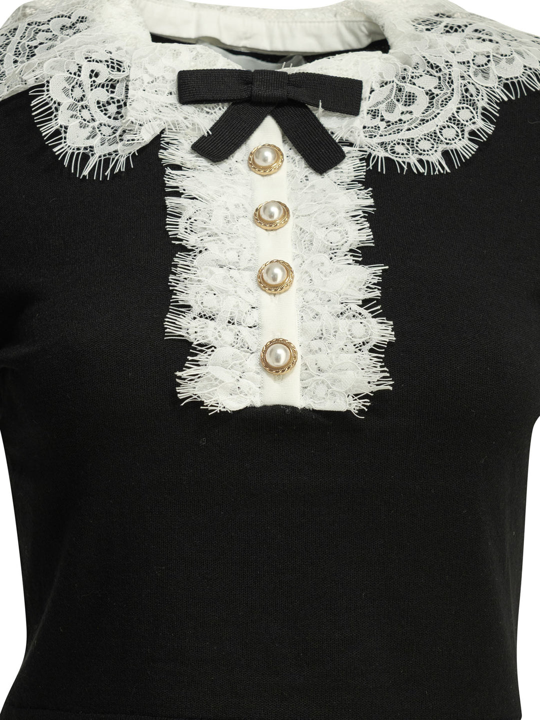 Self-Portrait Sweater With Lace Collar Knitwear - Nero | 51fd8c08fc45e75ec909128f5b81ccde57a39f39