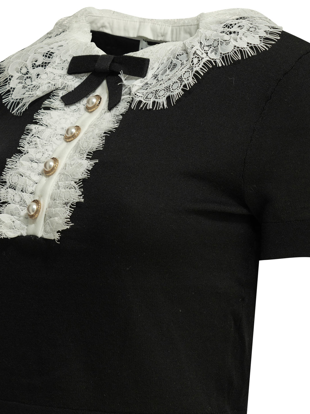 Self-Portrait Sweater With Lace Collar Knitwear - Nero | a4bf6c6c265805e18a043debd29437a8c7fca6f0