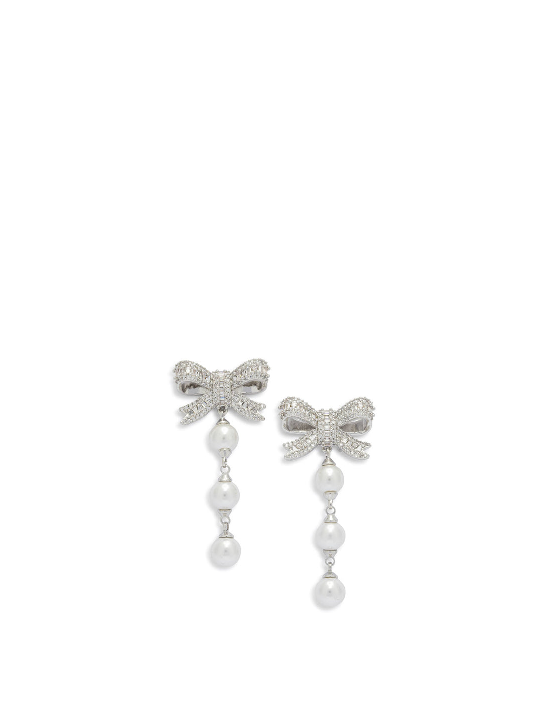 Self-Portrait Dangling Earrings With Pearls And Crystals Jewels - Silver | 418a015f7adf8614c16efb4b46f403fe999c5314