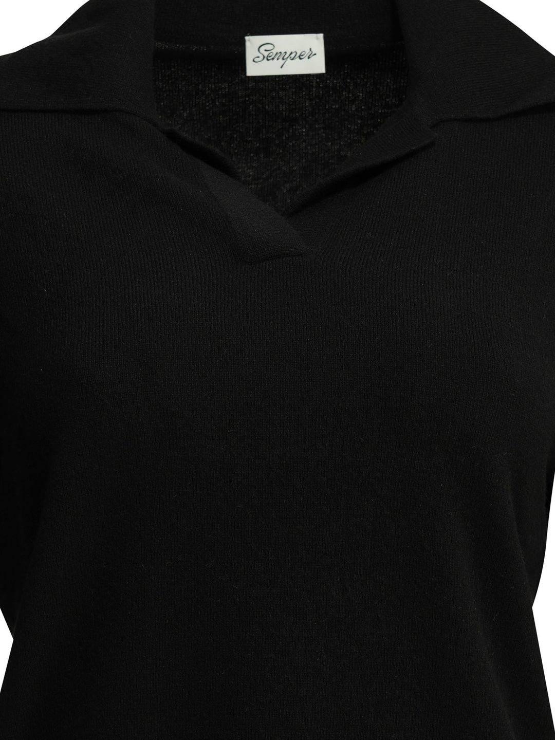 Semper Cashmere Polo Sweater Knitwear - Nero | 04ee4d7b69ba888c3f335e97e469c88eb41a706f