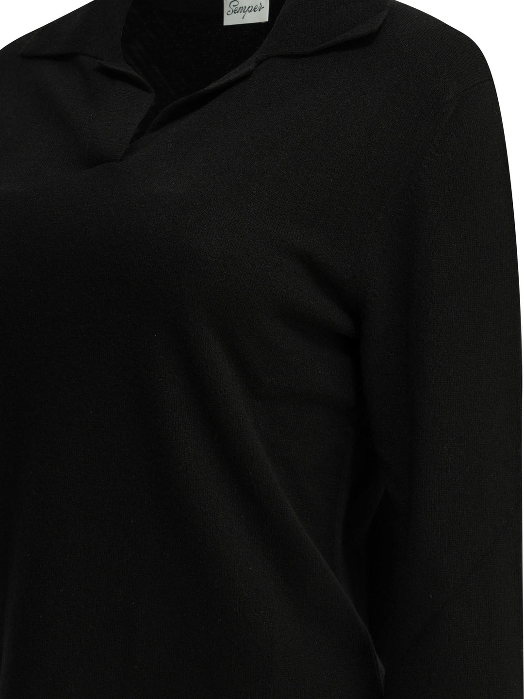 Semper Cashmere Polo Sweater Knitwear - Nero | 73657077eaeae50ee31cc1aa87b6c3cbf0695608