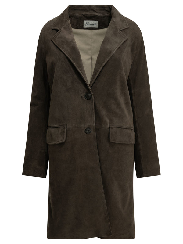 Padded Suede Jacket Jackets And Coats Marrone