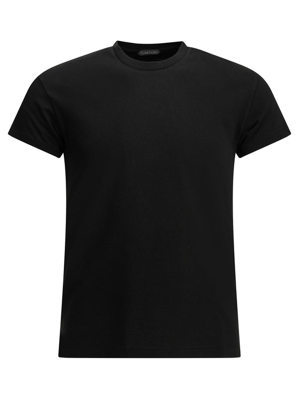 Baumwoll-T-Shirt mit Rundhalsausschnitt T-Shirts Schwarz