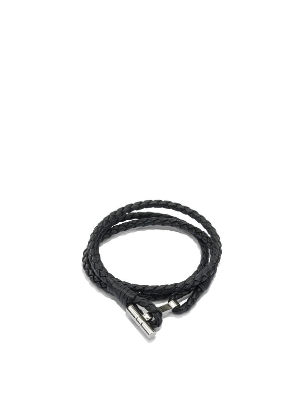 Braided Leather Bracelet Jewels Nero