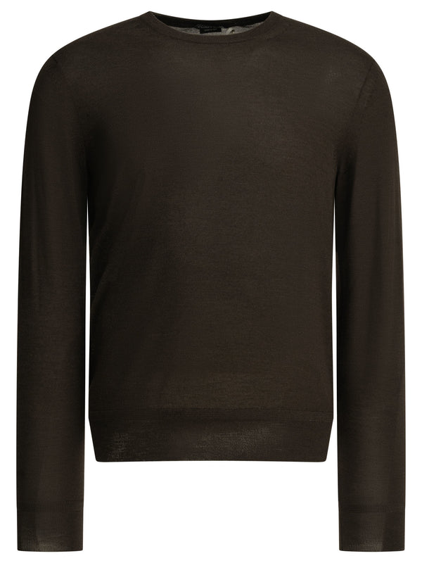 Cashmere And Silk Crew-Neck Sweater Knitwear Marrone