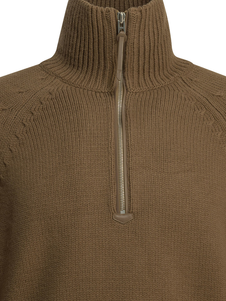 Tom Ford Cashmere Wool Blend Half-Zip Sweater Knitwear - Marrone | ec38f8abfc868f6e178868cf413396727ce466f5