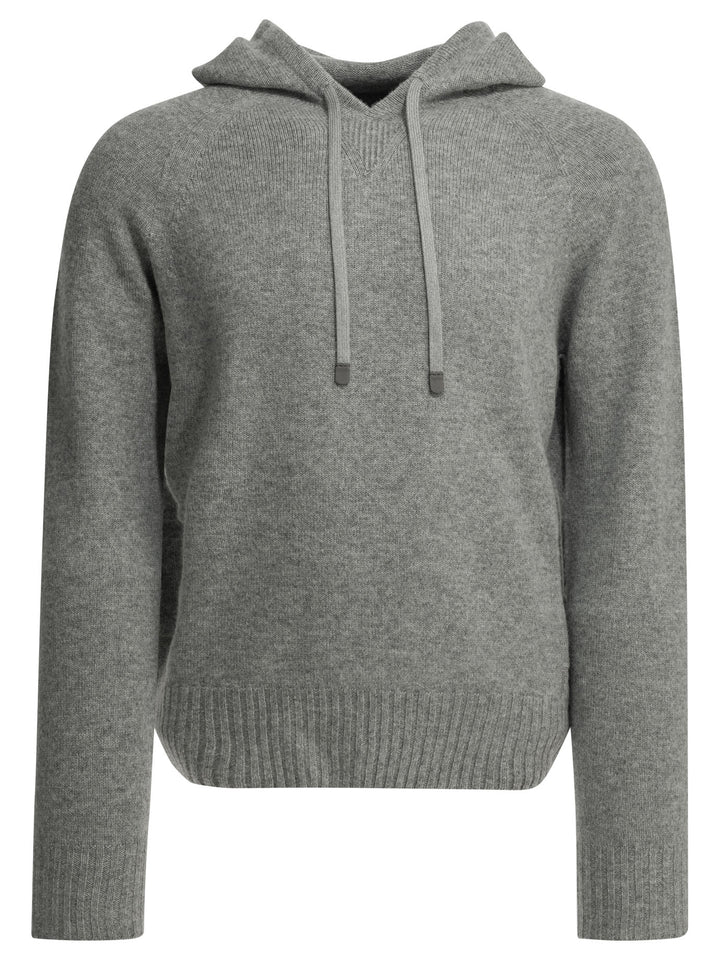 Tom Ford Cashmere Hooded Sweater Knitwear - Grey | c21f276b5146abde503d13b71e3376eb54db0dbf