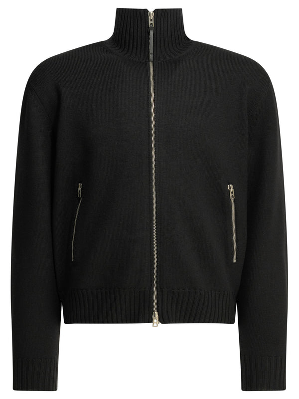 Wool Sweater With A Zipper Knitwear Nero