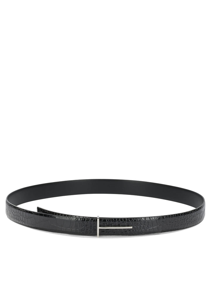 Tom Ford T Line Cinture - Nero | bad19cfbe863fb85e4232d79d5c6fb23e0b84106