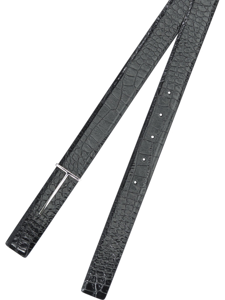 Tom Ford T Line Cinture - Nero | 66084db9d24181a1e310264822884e7af9db275e