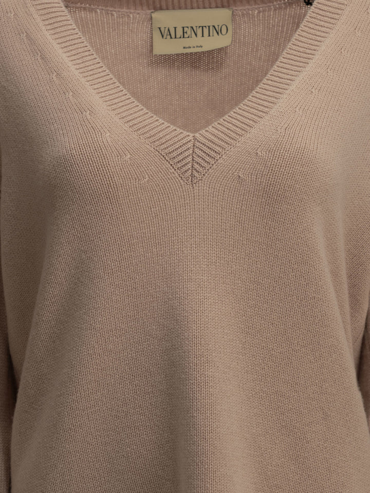 Valentino V-Neck Cashmere Sweater Knitwear - Rosa | 23140a2624fe253b10917d827927b99289fe4a70